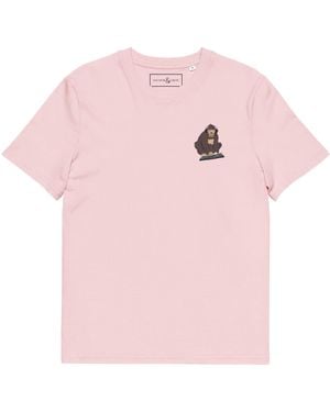 Anchor and Crew Cotton D J Monkey Organic Cotton Embroidered T-Shirt - Pink