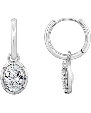 Diamonbliss Embellished With Swarovski Plated Bezel Oval Cut Drop Earrings - White