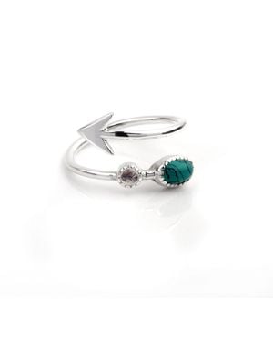 The Jewellery Store London Adjustable Arrow Ring With And Moonstone - White