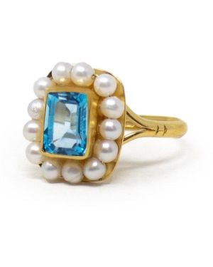 Vintouch Italy Luccichio Sky Topaz Ring With Pearls - White