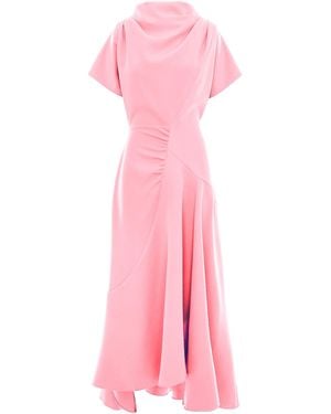 concept A trois Pale Dress With Draped Front And Collar - Pink