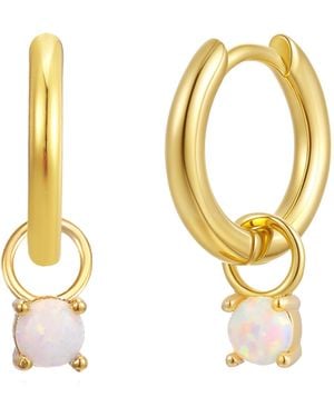 Gold Trip October Huggie Hoop Birthstone Charm Earrings - Metallic