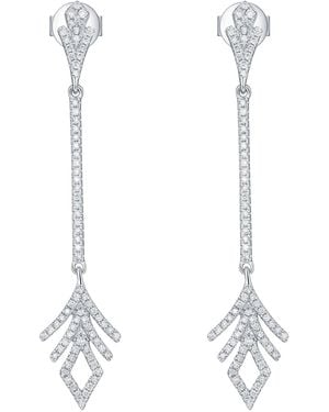 Artisan 14K Diamond Long Drop Earrings - White
