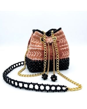 Nyny Ryke Malú, Mini Crossbody Beaded Bogolan Bag - Red