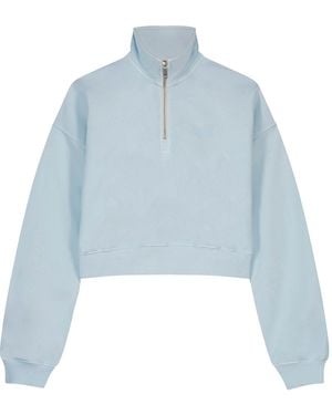 VLD Runyon Cropped Quarter-Zip Sweatshirt - Blue