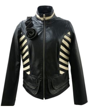 Zasta Studio Flower Biker Leather Jacket - Black
