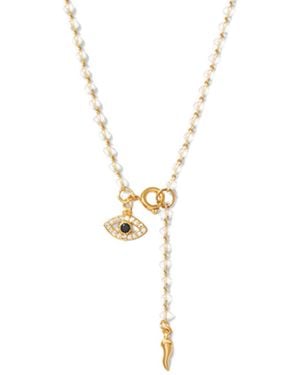 Alexie of Athens Protection Evil Eye Bead Lariat - Metallic