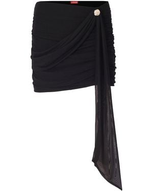 No'design Bardot Button-Detail Tulle-Lined Mini Skirt - Black