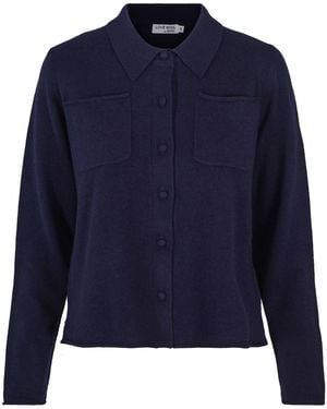 tirillm Nadine Short Cardigan With Collar And Pockets - Blue