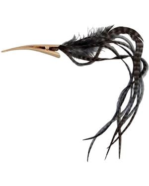 Romer Millinery Feather Clips For Hair, Hat, Turban & Lapel & Smokey - Black
