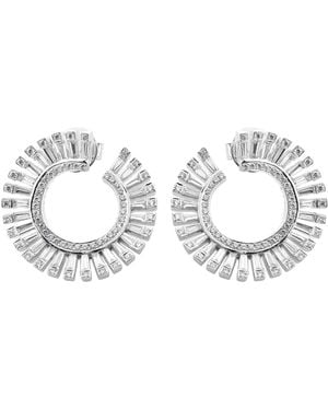 Artisan Elegant Sunburst Hoop Earrings - Metallic