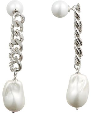 Classicharms Chain Baroque Pearl Dangle Earrings - White
