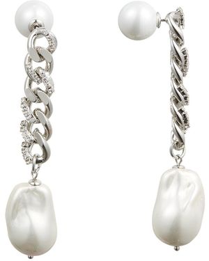 Classicharms Chain Baroque Pearl Dangle Earrings - White