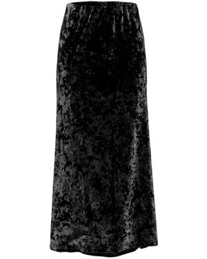 L2R THE LABEL Crushed Velvet Amal Draped Skirt - Black
