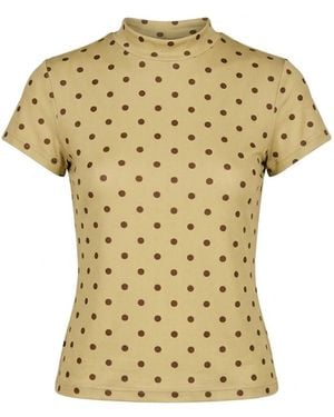 Another Girl Polka Dot Mesh Top - Yellow