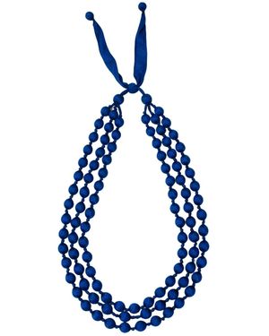 Silk and Bears Cobalt Hand-Knotted Silk Bead Necklace – Triple Strand - Blue