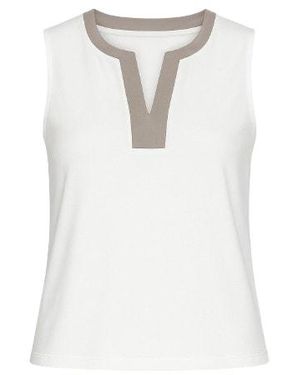 Conquista V Neck Sleeveless Top By Fashion - White