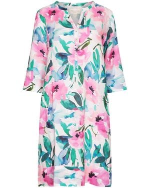 NoLoGo-chic Mint Candy Print Tunic Classic Dress Linen Multi - Blue