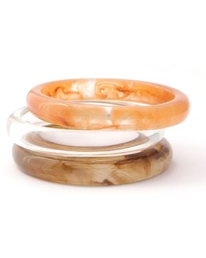 Hye Jane Jewelry Neutrals Multi Tortoise Bangle Set - Orange
