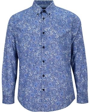 lords of harlech Morris Pow Paisley Shirt - Blue