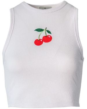 Pineapples Don't Have Sleeves Cherry On Top Tank Top - White