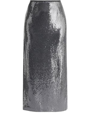Paisie Sequin Midi Skirt With Side Slit - Gray