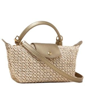 Springmoonatelier Neutrals Mini Straw Natural Crossbody Bag - Metallic