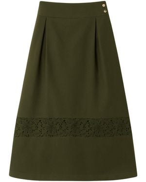 Sophie Cameron Davies Khaki Cotton Midi Skirt - Green