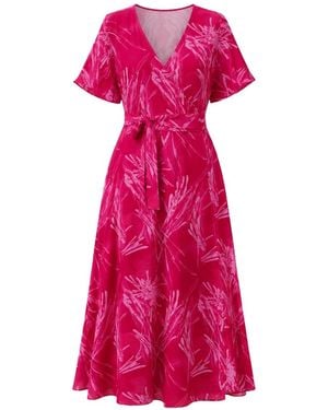 Oh!Zuza Rose Echo Viscose Wrap Dress With Pockets - Pink