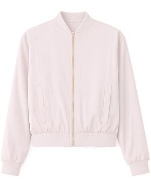 Yumi' Neutrals Stone Relaxed Lightweight Bomber Jacket - Pink