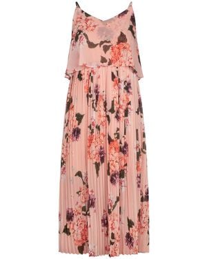 Urban Touch Floral Pleated Cami Midi Dress - Pink