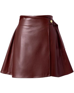 Kargede Vegan Leather Wrap Skirt - Purple