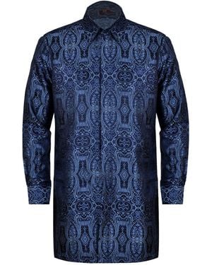 DAVID WEJ Kensington Floral Jacquard Tunic Shirt - Blue