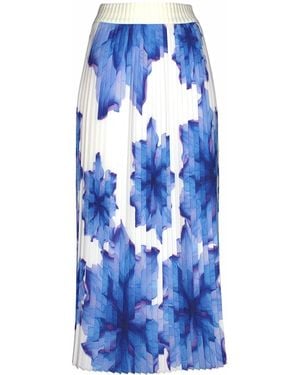 Lalipop Design Floral-Print Elasticated-Waist Pleated Recycled Fabric Maxi Skirt - Blue