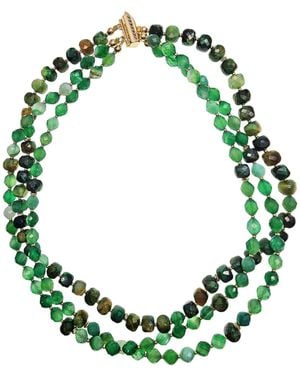 Farra Agate With Tiger-Eye Multi-Layers Necklace - Green