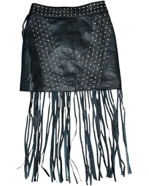 Any Old Iron Golden Super Stud Leather Mini Skirt - Black