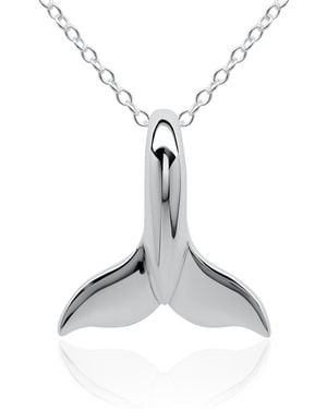 Adrian Ashley Classic Whale Tail Necklace. Polished, Tarnish Resistant, Solid Chain - Metallic