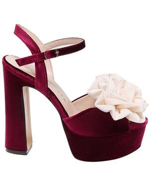 Nur Karaata Bloom Burgundy Heels - Red