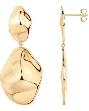 Sophelia Plated Hammered Teardrop Dangle Earrings - Metallic