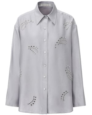 FRONT ROW SHOP Stud-Embellished Shirt Pale - Grey