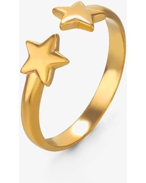 Elk & Bloom Double Star Dainty 14K Ring - Metallic