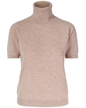 tirillm Neutrals Alexa Short Sleeve Turtle Pullover - Melange - Brown