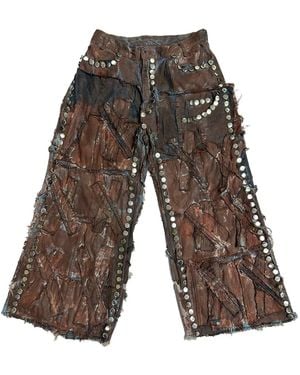 Zasta Studio Shred Couture Studded Wide Leg Denim Pant - Gray