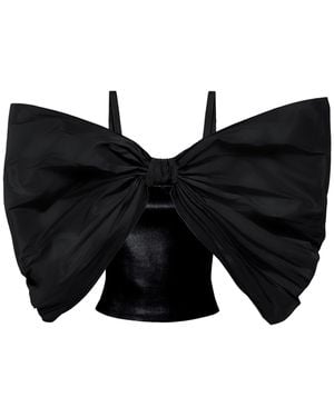 London Atelier Byproduct Duchess Satin Bow Two Piece Top - Black