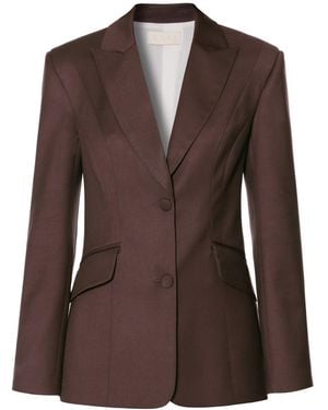 AGGI by HALEWSKI Polina Stone Single Breasted Blazer - Brown