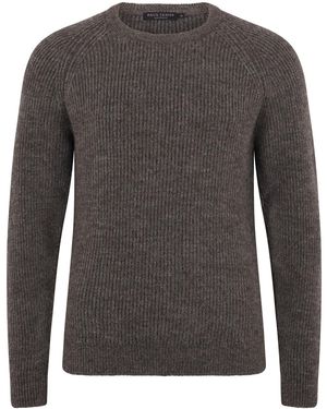 Paul James Knitwear Sheepsoft British Wool Byron Fisherman Rib Knit Jumper - Grey