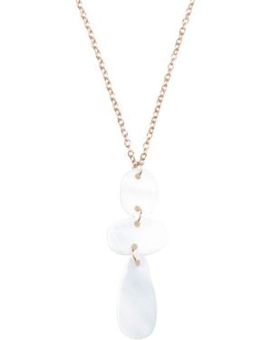 LIKHÂ Mother-Of-Pearl Raindrop Necklace With Rose Chain - White