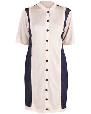 Maison Bogomil Short Two Colour Dress With Buttons Separated From Each Other By Edging - Natural