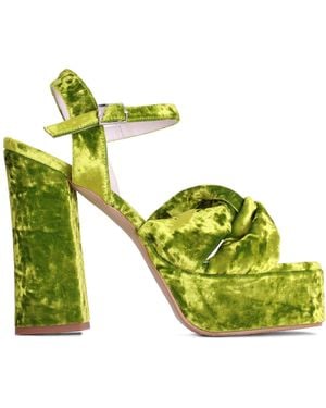 Terry De Havilland Tyla Velvet Platform Block Heel - Green
