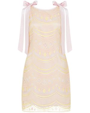 Lisa The Label Le Jardin Dahlia Shift Bow Summer Dress - Natural